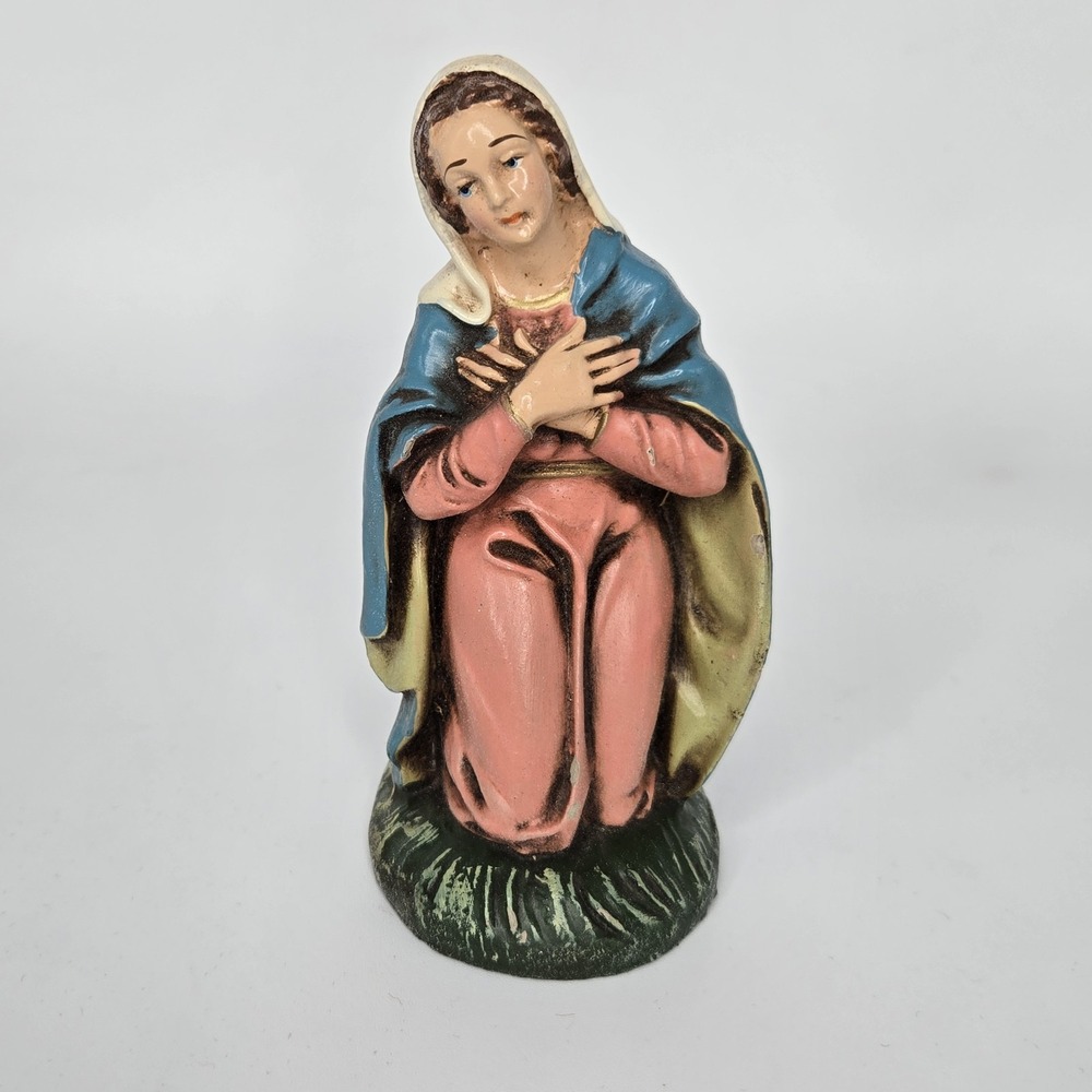 Vtg FONTANINI PAPER MACHE BLESSED‎ MARY FIGURINE ITALY 5"
